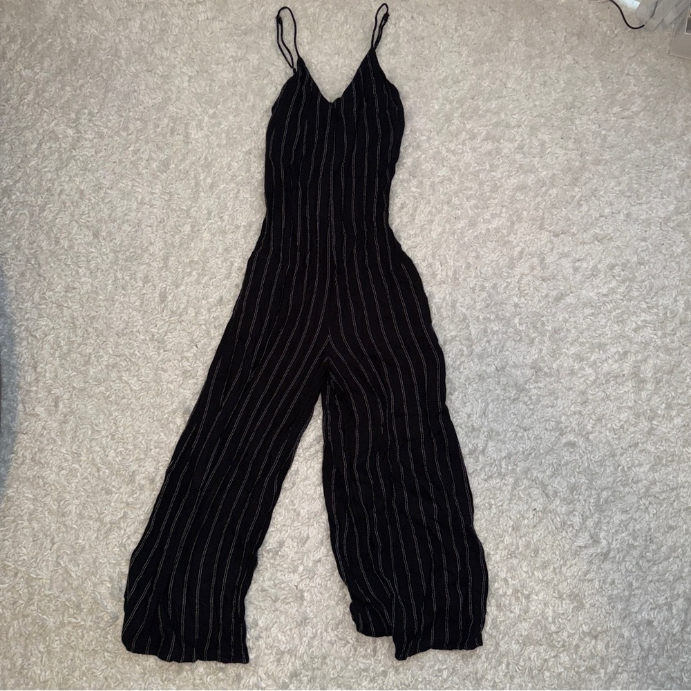 American Eagle Black Pinstripe Jumpsuit Small EUC